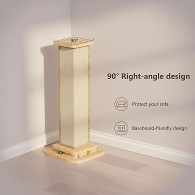 Nicate Corner Cat Scratcher with Track Balls Sisal Scratch Pad Wall Protector Space-Saving