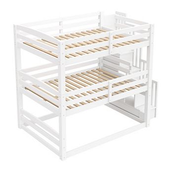 Merax Full Size Triple Bunk Bed with Storage Staircase,Separate Design