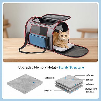 Petsfit Soft-sided Pet Carrier for Large Cats 25lbs Small Dogs 4 Vents 3 Doors Big