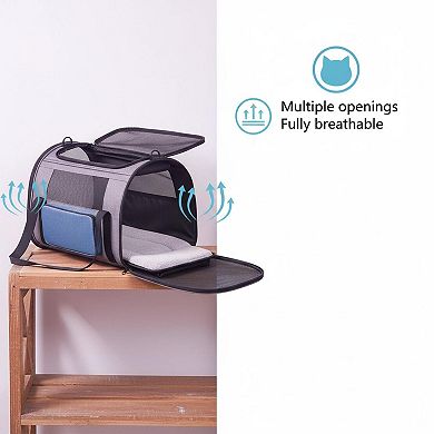 Petsfit Soft-sided Pet Carrier for Large Cats 25lbs Small Dogs 4 Vents 3 Doors Big