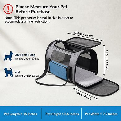 Petsfit Soft-sided Pet Carrier for Large Cats 25lbs Small Dogs 4 Vents 3 Doors Big