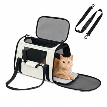 Petsfit Soft-sided Pet Carrier for Large Cats 20lbs & Small Dogs 25lbs, 4 Vents, 3 Doors