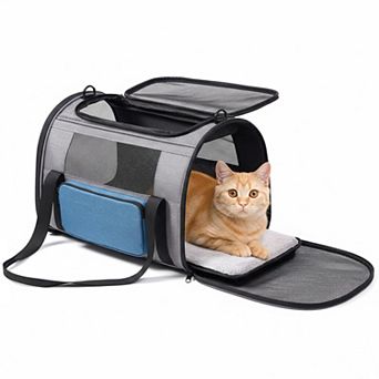 Petsfit Soft-sided Pet Carrier for Large Cats 25lbs Small Dogs 4 Vents 3 Doors Big