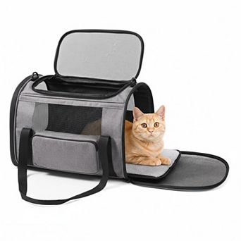 Petsfit Soft-sided Pet Carrier for Large Cats 20lbs & Small Dogs 25lbs, 4 Vents, 3 Doors