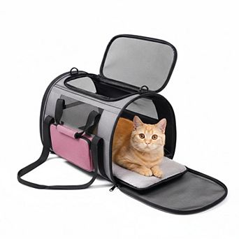 Petsfit Soft-sided Pet Carrier for Large Cats 20lbs & Small Dogs 25lbs, 4 Vents, 3 Doors