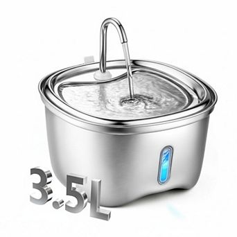 Petsfit Stainless Steel Cat Water Fountain 120oz Triple Flow Silent Pump Easy Clean Cat-shaped