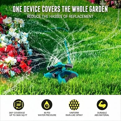Rotating Lawn Sprinkler with Base, Adjustable 13-49ft for Garden Yards