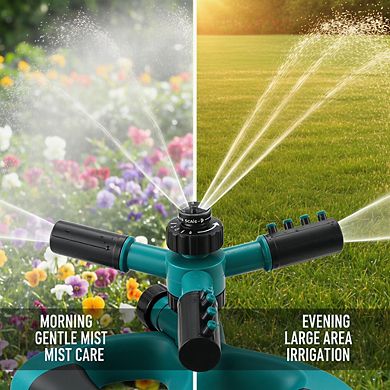 Rotating Lawn Sprinkler with Base, Adjustable 13-49ft for Garden Yards