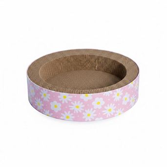 Nicate 2-in-1 Indoor Cat Lounger Scratcher with Catnip Curved Design Sturdy Corrugated Cardboard
