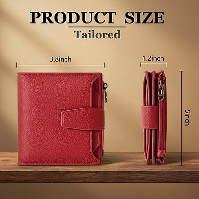 KAUFLY Women's RFID Leather Bifold Wallet, Compact w/ Zipper & 4 ID Windows