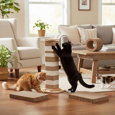 Nicate Modular Cardboard Cat Scratcher Replaceable Blocks Stable Base Kittens Medium Cats