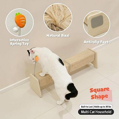 Nicate Horizontal 30in Sisal Cat Scratch Pad: Large Scratcher with Spring for Indoor Kitten