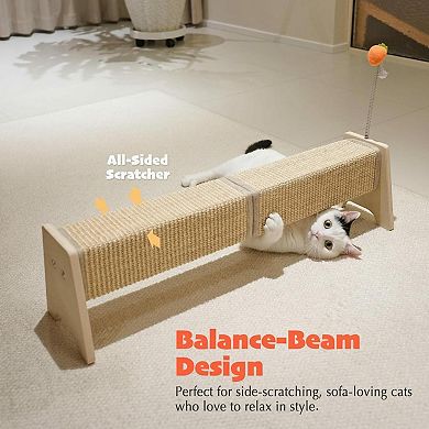 Nicate Horizontal 30in Sisal Cat Scratch Pad: Large Scratcher with Spring for Indoor Kitten