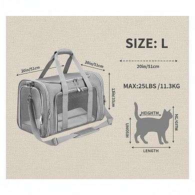 Petsfit Soft-sided Pet Carrier Collapsible TSA Airline Approved 16Lbs Shoulder Strap