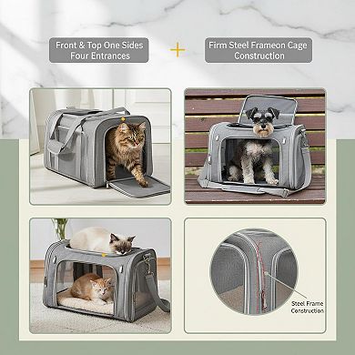 Petsfit Soft-sided Pet Carrier Collapsible TSA Airline Approved 16Lbs Shoulder Strap