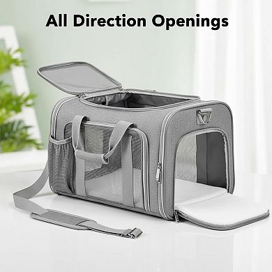 Petsfit Soft-sided Pet Carrier Collapsible TSA Airline Approved 16Lbs Shoulder Strap