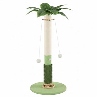 Nicate 37.5'' Tall Cat Sisal Scratcher Tree with Mouse Hole Interactive Ball Rotating Groomer Brush