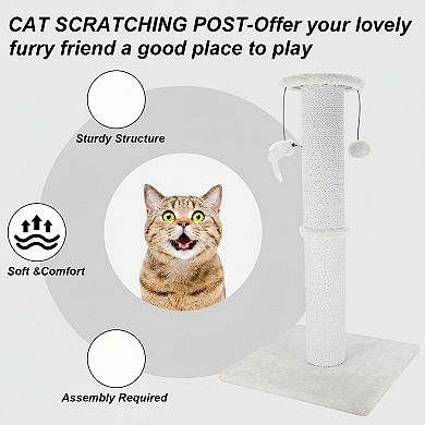 Nicate 34 Inches Heavy Duty Cotton Rope Cat Scratcher with Hanging Ball Mice for Indoor Cats