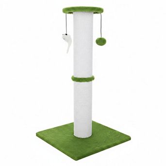 Nicate 34 in Heavy Duty Cotton Rope Cat Scratcher with Hanging Ball Mice for Indoor Cats