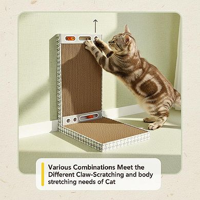 Nicate 3 Pack Reversible Cat Scratcher Cardboard with Bell Balls Durable Protector
