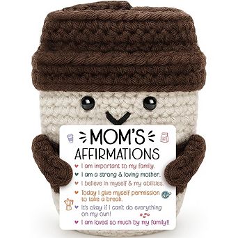 Best Mom Affirmation Mug Gift, Handmade Crochet Decor Coffee Cup for Mother’s Day Birthday