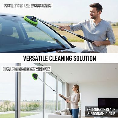 62" Microfiber Car Wash Brush with Long Handle, Scratch-Free Chenille Replacement Head Kit