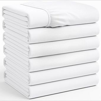 Twin Fitted Sheets - Bulk Pack of 6 Bottom Sheets - Soft Brushed Microfiber -Deep Pockets -Shrinkage