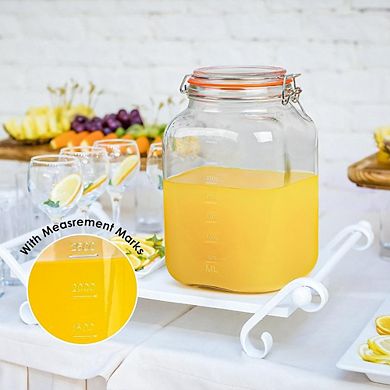 Great Ambitions 2-Pack 1.1 Gallon Square Glass Jars, Airtight & Wide Mouth