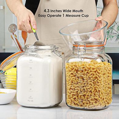 Great Ambitions 2-Pack 1.1 Gallon Square Glass Jars, Airtight & Wide Mouth