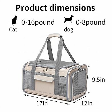 Petsfit Airline Approved Pet Carrier: Breathable, Collapsible, Lockable Zipper for Cats