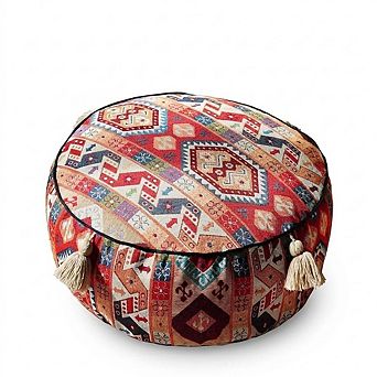 Boho Unstuffed Pouf Ottoman Cover Round Footrest Storage Floor Seat