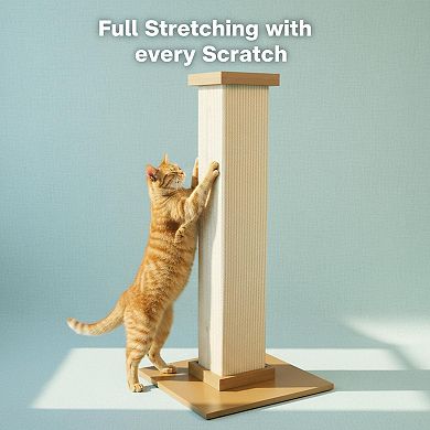 Nicate Ultimate Cat Scratching Post 32in Tall Sturdy 16x16 Base Woven Sisal Easy Assembly