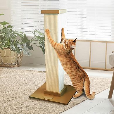 Nicate Ultimate Cat Scratching Post 32in Tall Sturdy 16x16 Base Woven Sisal Easy Assembly