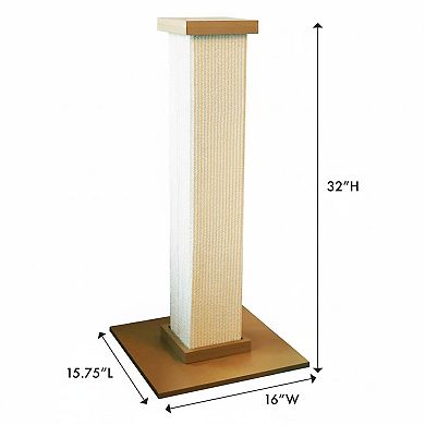 Nicate Ultimate Cat Scratching Post 32in Tall Sturdy 16x16 Base Woven Sisal Easy Assembly