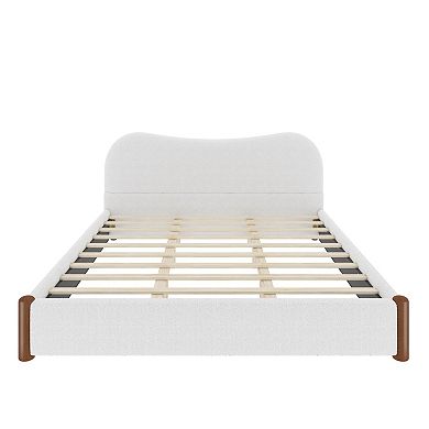 Merax King Size Upholstered Platform Bed with Wood Supporting Feet
