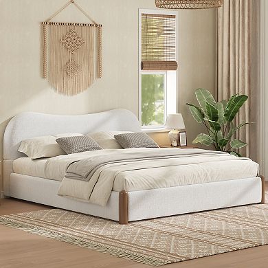 Merax King Size Upholstered Platform Bed with Wood Supporting Feet