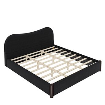 Merax King Size Upholstered Platform Bed with Wood Supporting Feet