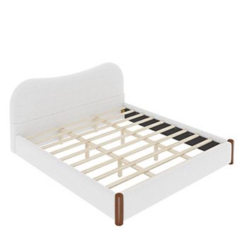 Merax King Size Upholstered Platform Bed with Wood Supporting Feet