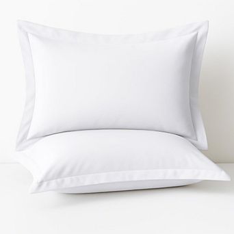2 Pack Pillow Shams Standard Size 20x26 600 Thread Count Cotton Pillow Covers with 2 Inch Flange