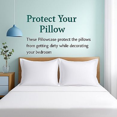 2 Pack Pillow Shams Standard Size 20x26 600 Thread Count Cotton Pillow Covers with 2 Inch Flange