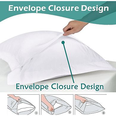 2 Pack Pillow Shams Standard Size 20x26 600 Thread Count Cotton Pillow Covers with 2 Inch Flange