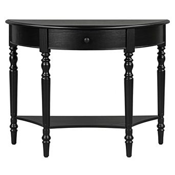 Merax Farmhouse Half Moon Console Table with Drawer & Shelf Rustic Accent Sofa Table