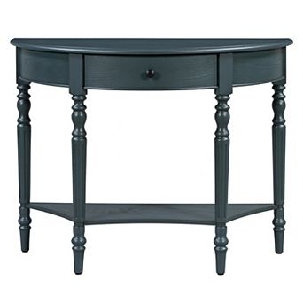Merax Farmhouse Half Moon Console Table with Drawer & Shelf Rustic Accent Sofa Table