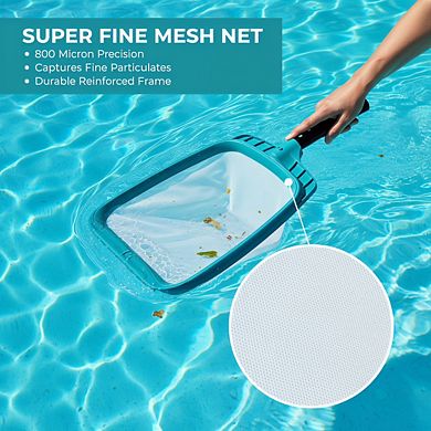 Fine Mesh Pool Skimmer Net Heavy Duty, Fast Cleaning Tool for Debris Removal Fits Standard Poles