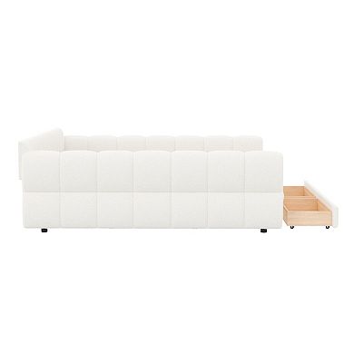 Merax King Size Upholstered Platform Bed with USB and 2 Drawers