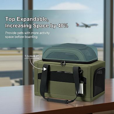Petsfit Airline Approved Pet Carrier Soft-sided Breathable Locking Zippers Leakproof for Small Pets