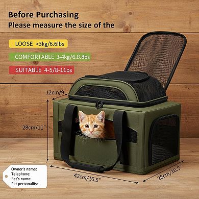 Petsfit Airline Approved Pet Carrier Soft-sided Breathable Locking Zippers Leakproof for Small Pets