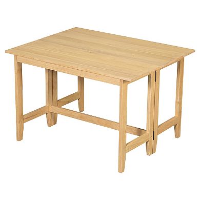 Merax Farmhouse Wood Extendable Dining Table with Drop Leaf for Small Places