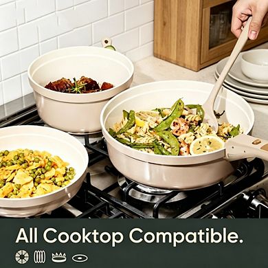 MOEPLSY 18-Piece Ceramic Cookware Set boasts a titanium-reinforced nonstick coating and is non-toxic