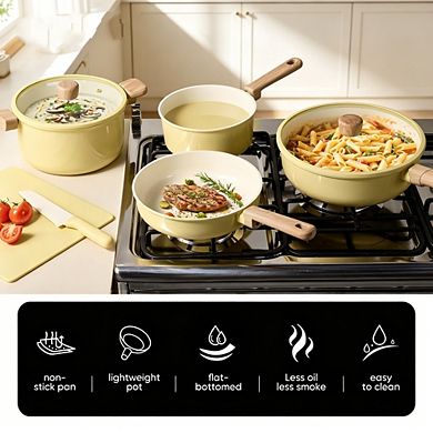 MOEPLSY24-Piece Ceramic Nonstick Cookware Set Complete Kitchen Pots